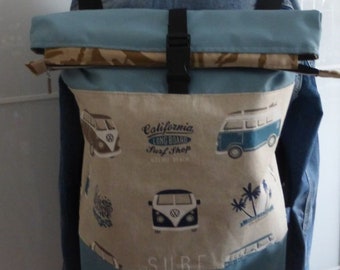 Faltrucksack Rollrucksack mit Reißverschluss Rolltop Bus