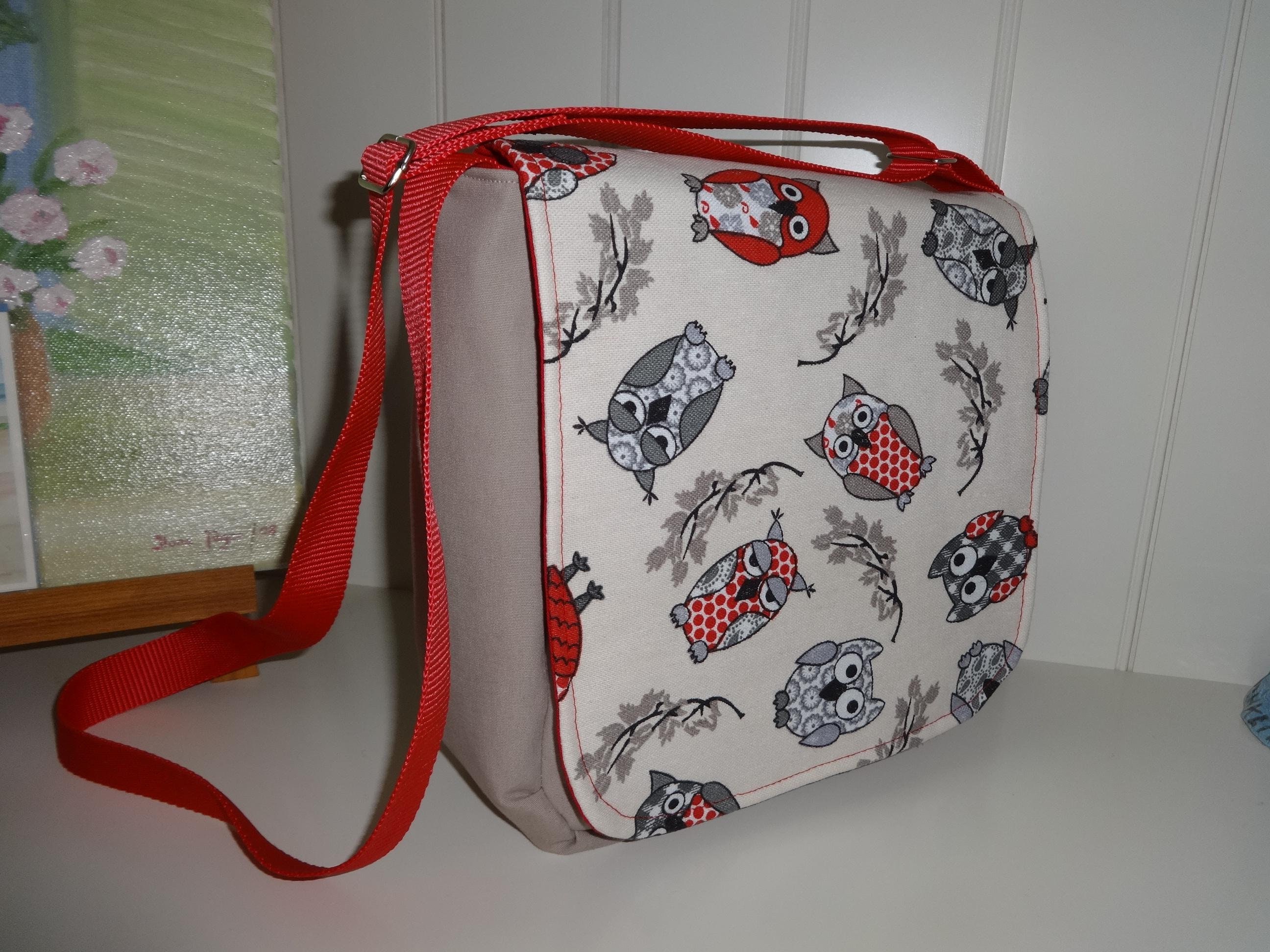 Messenger Bag, KiGa-Tasche, Jeanstasche  'Owl & Friends', Upcycling,  Unikat von hessmad