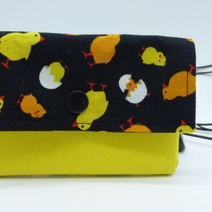 Etui 'Hühner-Küken' für Ohrhörer + Ladekabel, Minigeldbeutel, Unikat