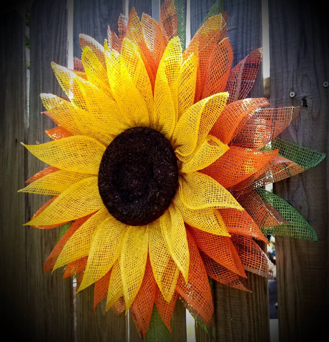 Orange and Yellow Flower Wreath. Fall Summer Spring Door - Etsy