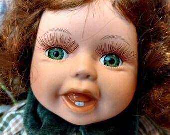 Poupée Vintage En Porcelaine Allemagne – Brunette, 12 Cm, Faite Main