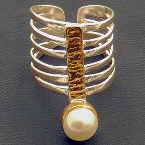 adjustable ring Wedding pearl ring gift for her Greek jewelry silver and gold ring anniversary ring gift for wife romantic ring