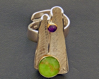 Anillo de plata y oro de la perla