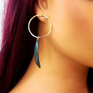 Silver hoop earrings, leaf earrings, dangle earrings, stud hoop earrings, Greek jewelry, gift for her, gift for wife
