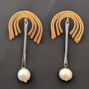 Wedding pearl earrings. gold stud earrings, Greek jewelry, dangle pearl earrings, long pearl earrings, gift for her, gift for wife