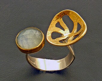 Bague argent et Gold Pearl