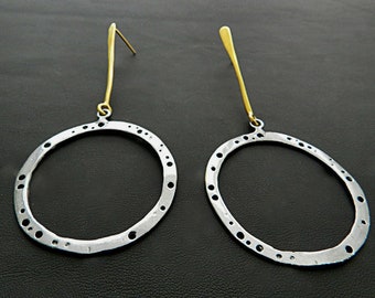 Argent et or boucles d'oreilles - boucles d'oreill