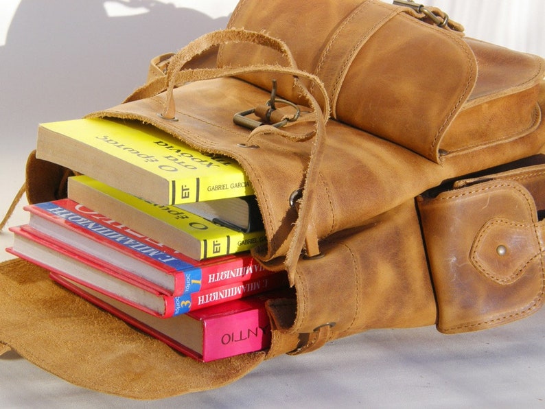 soft leather bag Wax yellow leather backpack bag unisex backpack bag medium leather backpack bag Greek leather bag Laptop Backpack