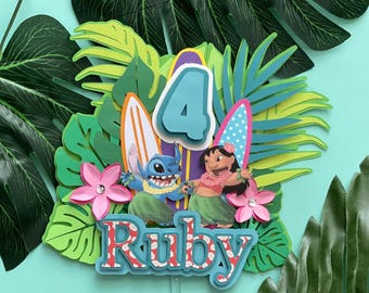 3D Lilo and Stitch Surfin' Cake Topper