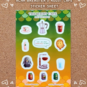 ACNH Brewster&#39;s The Roost Cafe Sticker Sheet