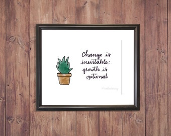 Hand Lettered Digital Succulent Print