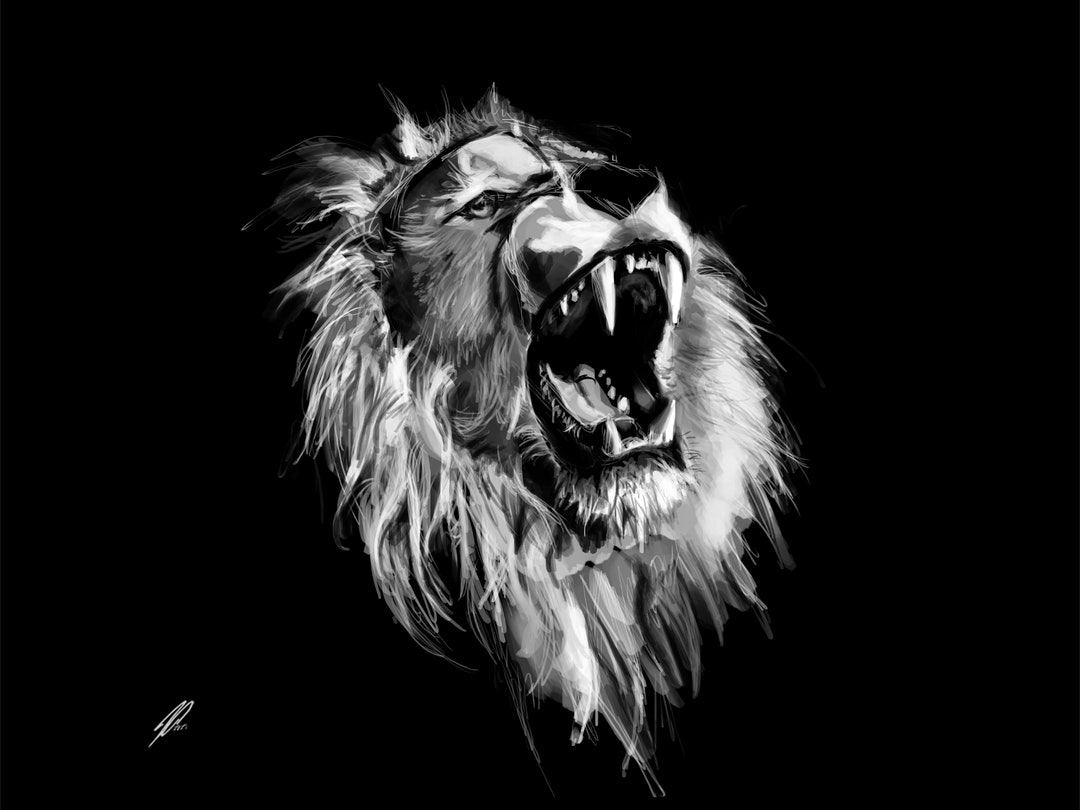 Lion Roar Digital Print Wall Art Download Fierce African - Etsy UK