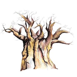Baobab Tree #2 - Digital Print, Watercolor, Tree, Tree Art, Tree Artwork, Download, Drawing, Trees, Baobab
