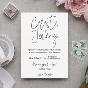 Modern Calligraphy Wedding Invitation Template: Editable Printable Modern (DIY Instant Download)