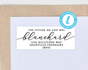 Plantilla de etiqueta de dirección de remitente imprimible para boda personalizada, descarga digital/sobre de descarga instantánea, NP119