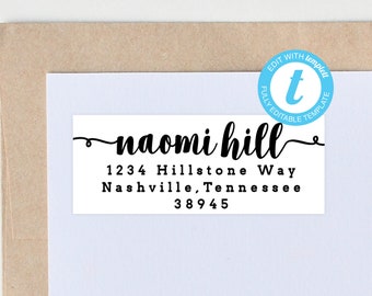 Etiqueta de dirección moderna: Plantilla editable (descarga digital)