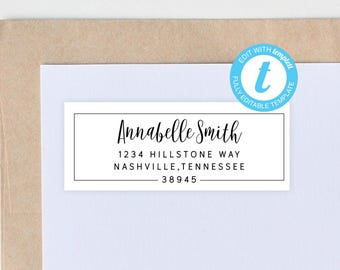 Plantilla de etiqueta de dirección imprimible: Diseño minimalista (descarga digital)