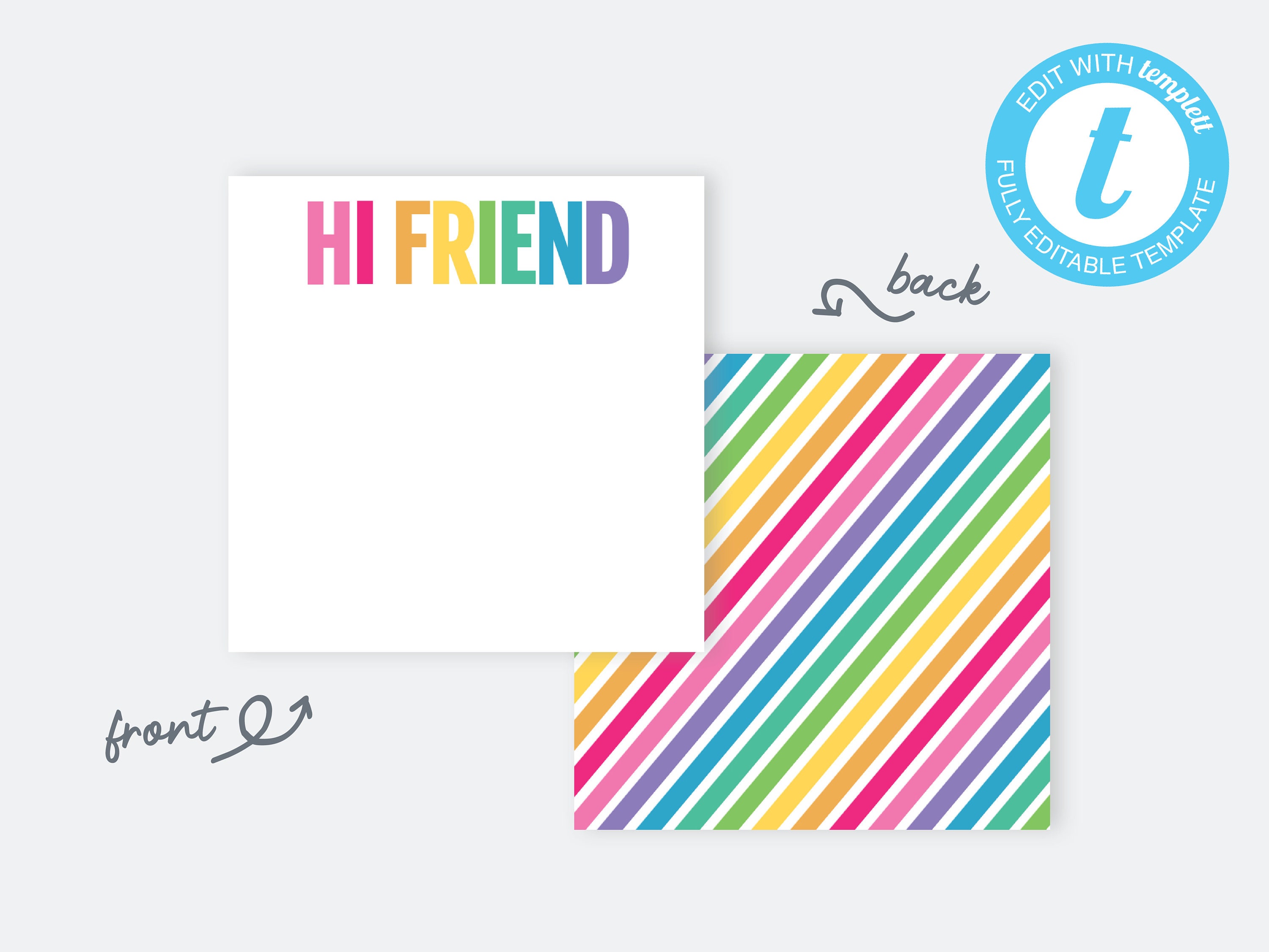 Note Card Hello Editable Hello Notecard: Printable Gift Tag Template (NP73) - Etsy