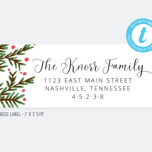 DIXIE Printable Address Label Template Editable Recipient Etsy