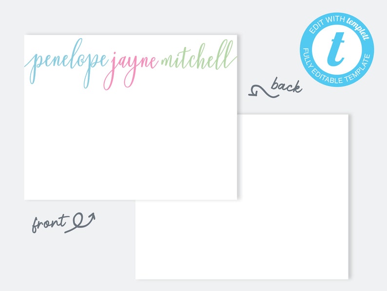 Woman StationeryPrintable StationeryThank You NotecardPersonalized StationeryPersonalized NotecardsHandlettered StationeryNP86