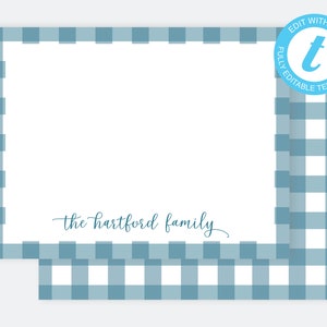 Notizkartenvorlage/Druckbares Familienbriefpapier/Individuelle Notizkarte/Personalisiertes Briefpapier/Personalisierte Notizkarten/Büffelkarierte Notizkarte/NP76