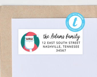 Plantilla de etiqueta de remitente de Papá Noel para Navidad: imprimible y personalizada (DIY)