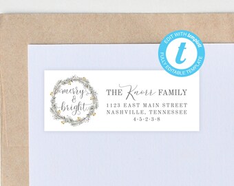 Etiqueta adhesiva navideña con forma de corona de acuarela: DIY imprimible (NP56)