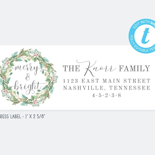 Christmas Personalized Return Address Labels Printable Avery Etsy