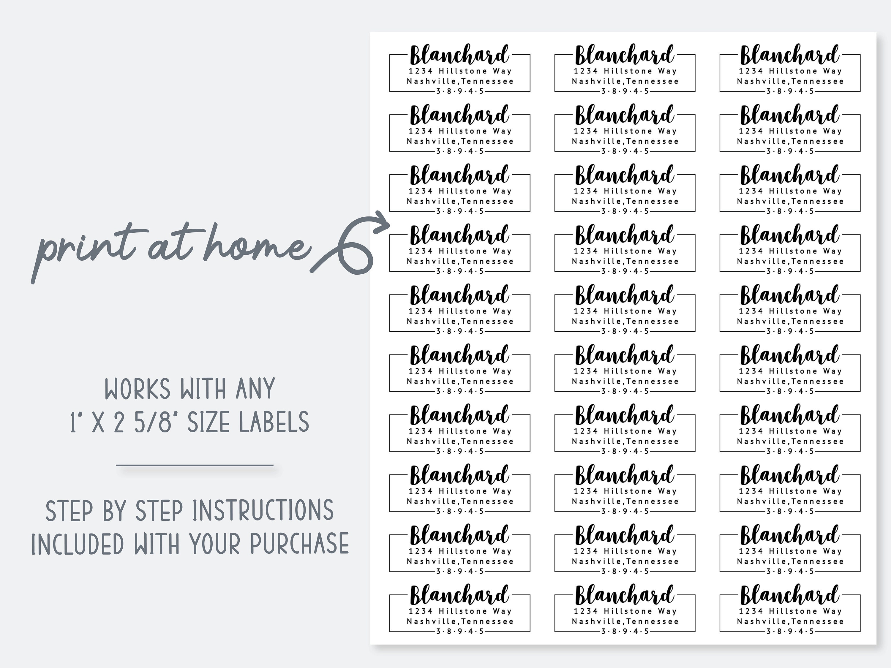 Custom Printable Return Address Label Template Digital Download/instant ...