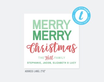 Plantilla de etiqueta adhesiva para regalo de Feliz Navidad, etiqueta para envolver regalos de vacaciones, descarga instantánea, descarga digital para imprimir en casa, NP146