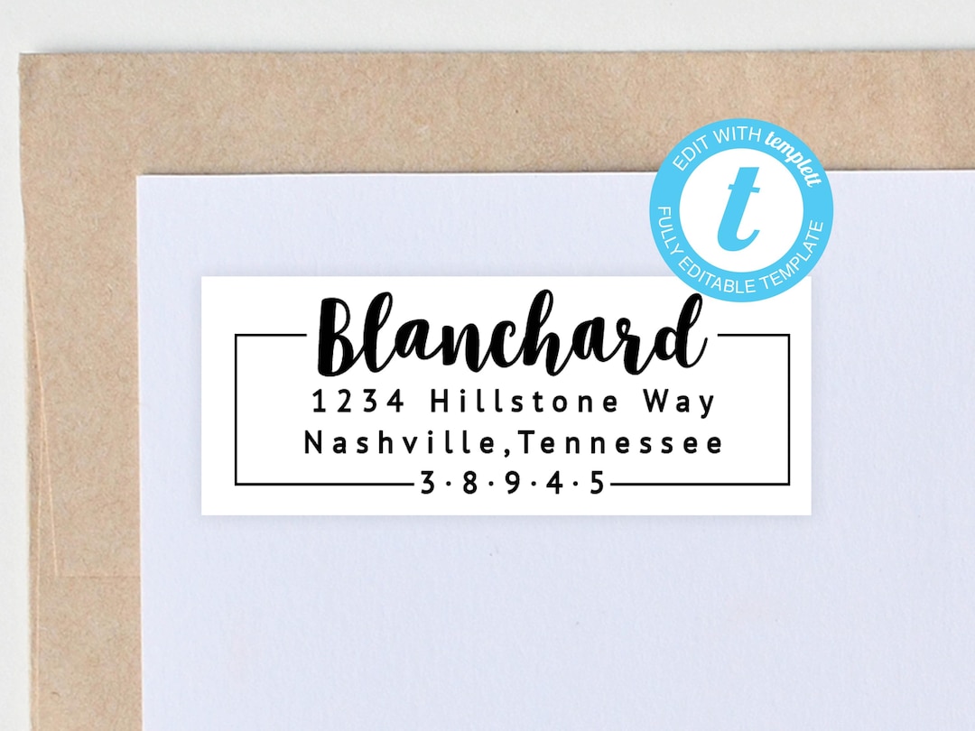 Custom Printable Return Address Label Template Digital Download/instant ...