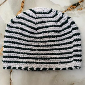 Handmade Blue & Green Wool Beanie – Moroccan Knit Zigzag Hat