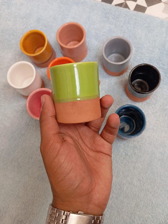 Handmade Moroccan Green Terracotta Cup