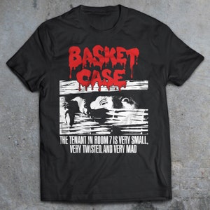 Maglietta del film Basket Case del 1982, maglietta horror anni '80, film slasher, film cult, Ragazzi perduti, Videodrome, Re-Animator, Frankenhooker, Creepshow