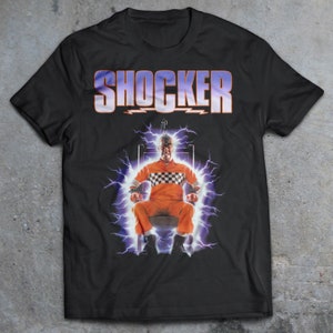 Shocker 1989 Horror Movie T-Shirt, 80&#39;s Horror Shirt, Wes Craven, Lost Boys, Nightmare on Elm Street, Creepshow, Hills Have Eyes, Phantasm
