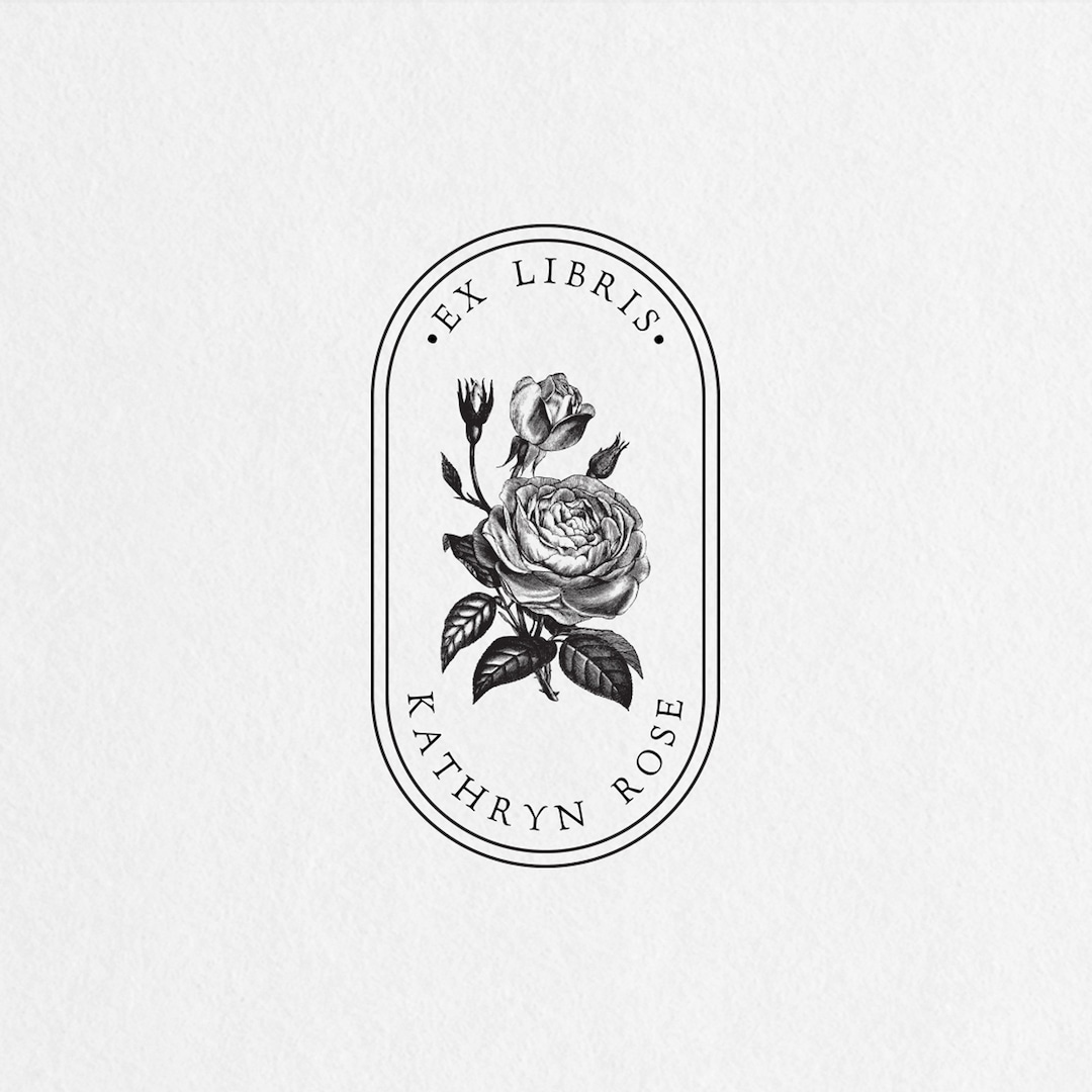 Vintage Rose Library Stamp or Book Stamp, From the Library of Bookplate ...