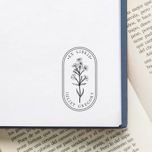 Vintage Floral Library Stamp or Book Stamp, From the Library Of Bookplate, Book Lover Stamp, Ex Libris