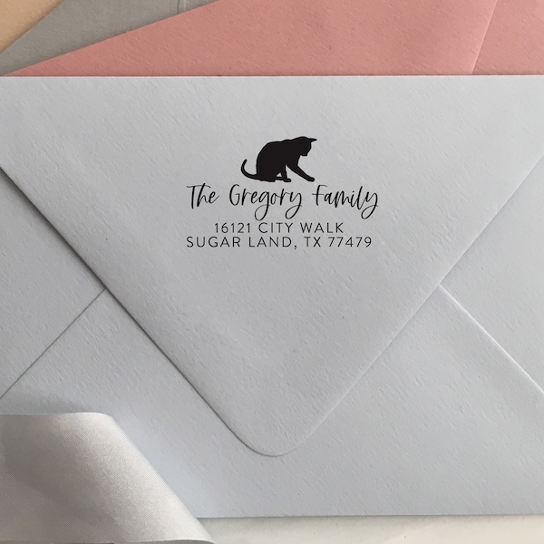 Cat Stamp, Return Address Stamp, Self Inking Stamp, Personalized Cat Lover Gift, Cat Mom Gift