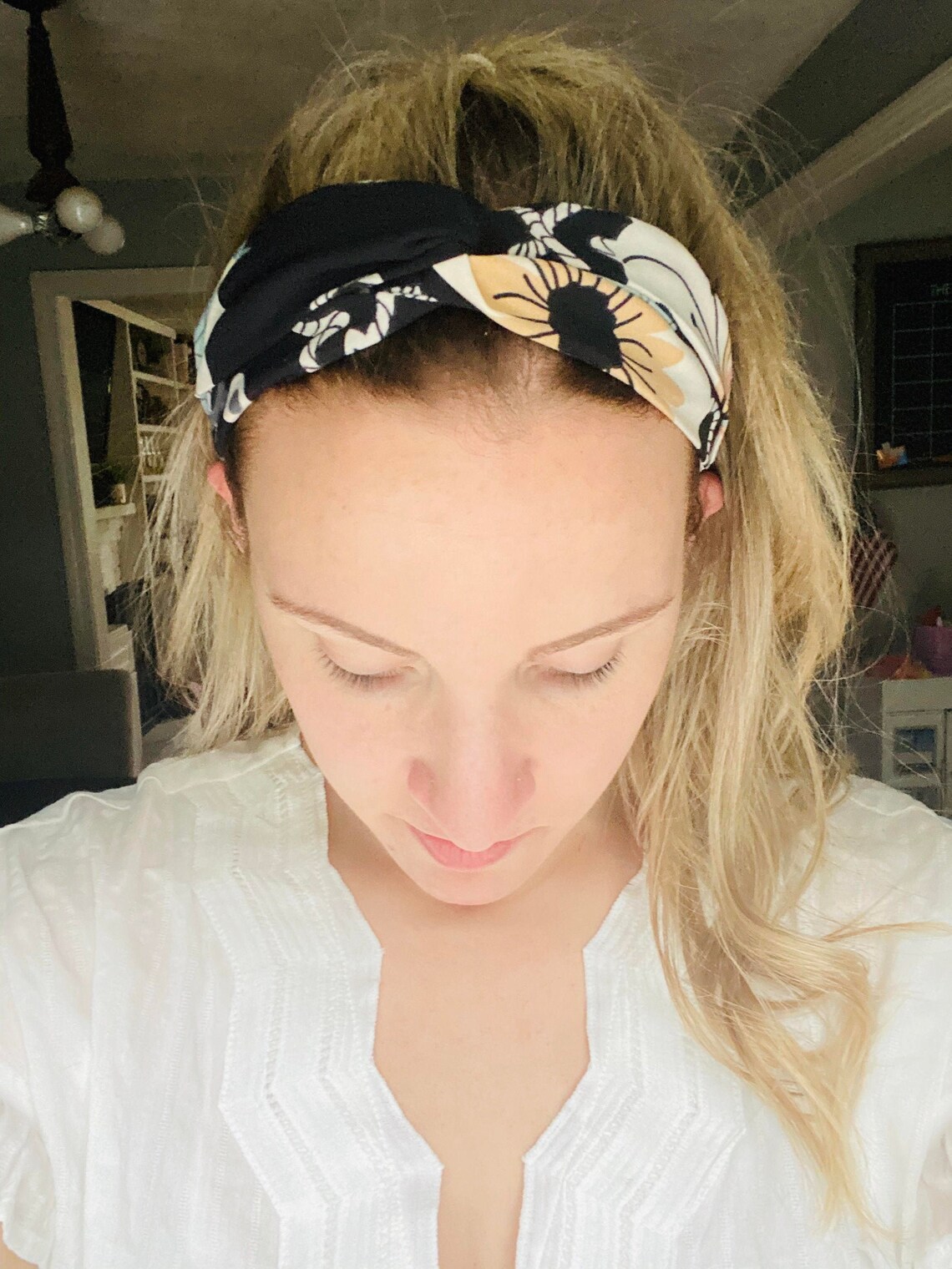 Black and Cream Headband for Women Boho Turban Headbands | Etsy