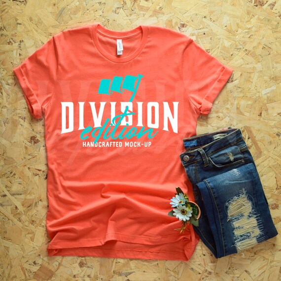 Shirt Mockup Bella Canvas 3001 Shirt Coral
