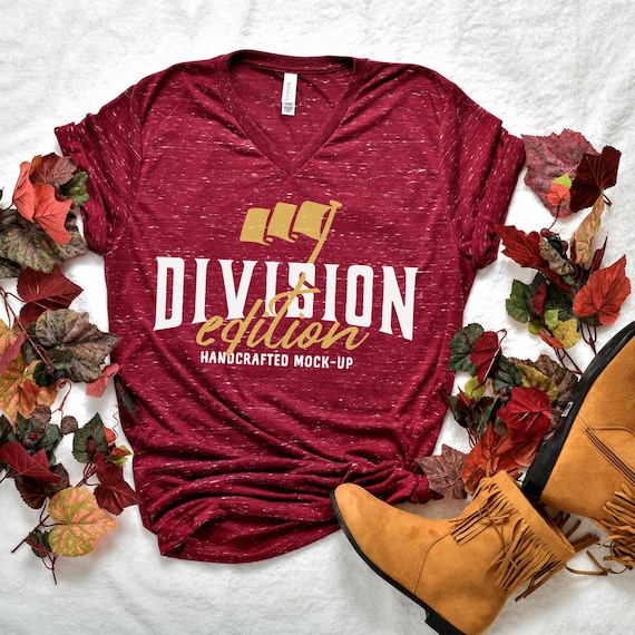 Fall Mockup Bella  Canvas 3005 Maroon