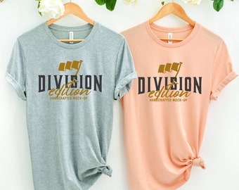 Couple Mockup - bella canvas 3001 Shirt Athletic - Peach - Outfit Flat