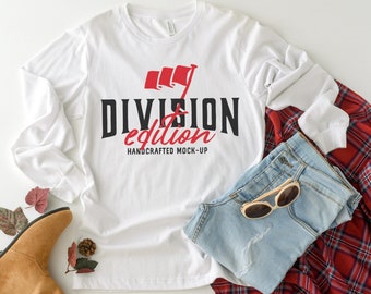 Bella Canvas 3501 Redl Unisex T Shirt Mock Up Long Sleeve Etsy
