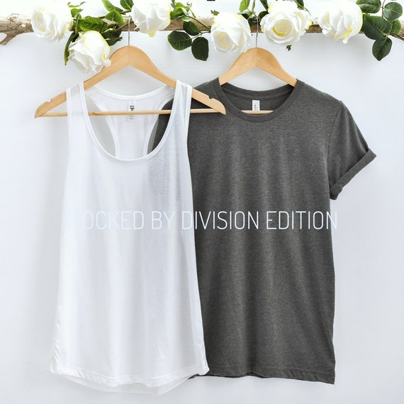 Couple Mockup Bella Canvas 3001 Dark Heather Shirt