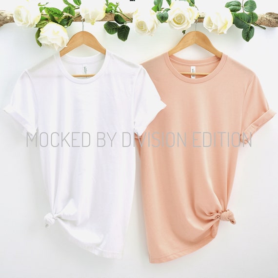 Download Free Couple Mockup Bella Canvas 3001 Shirt Heather (PSD ...