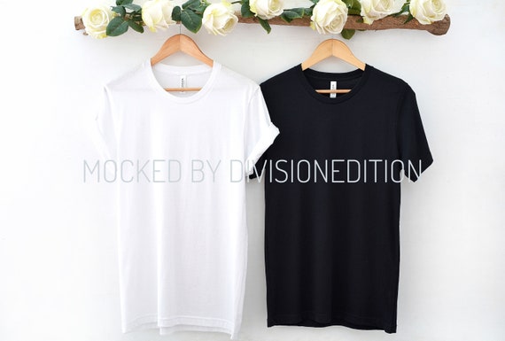 Couple Mockup Black White Bella Canvas 3001 Couple Mockup Black White Bella Canvas 3001