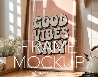 Retro Kitchen Frame Mockup: DIN A Ratio Poster PSD (Digital Download)