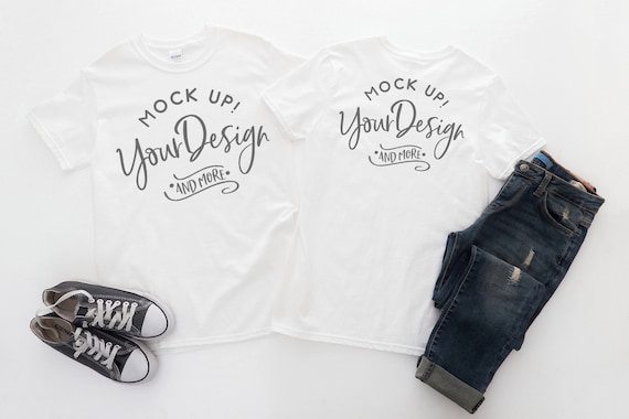 Front Back Shirt Mockup Gildan Heavy Cotton T Shirt Etsy