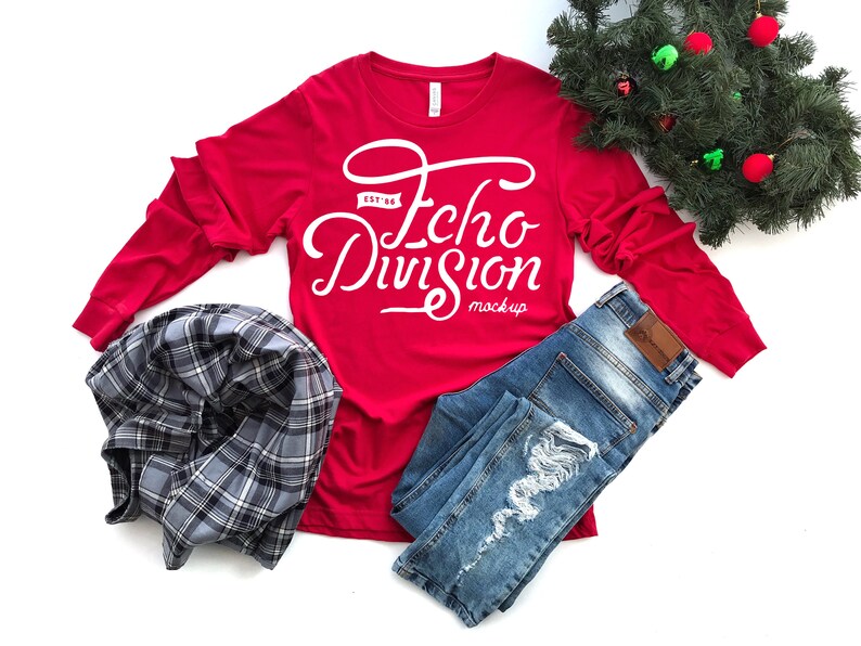 Download Christmas Mockup Bella Canvas Long Sleeve Jersey Tee | Etsy