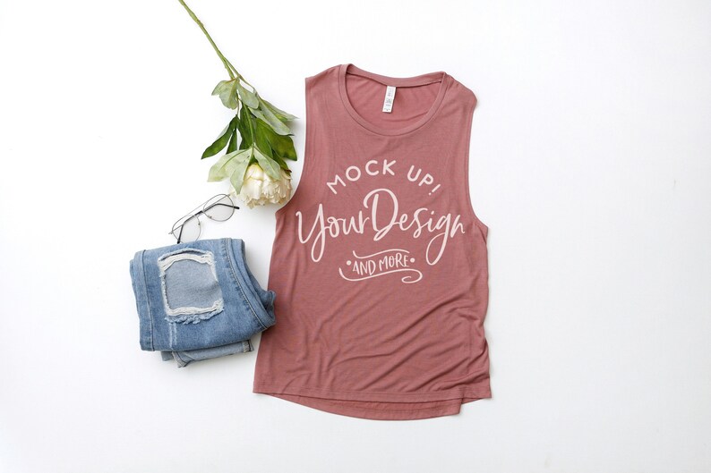 Download Tank Top Mockup Bella Canvas Women's Flowy Muscle | Etsy
